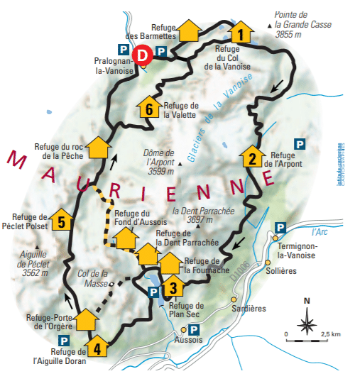 carte tour glaciers vanoise